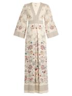 Vilshenko Amelie Floral And Square-print Silk Gown