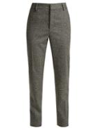 Matchesfashion.com Saint Laurent - Prince Of Wales Check Wool Trousers - Womens - Black Grey