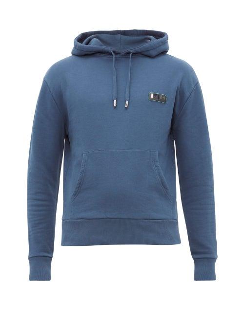 Matchesfashion.com Maison Kitsun - Rubberised Logo Plaque Cotton Hooded Sweatshirt - Mens - Dark Blue