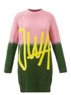 Jw Anderson - Logo-appliqu Cable-knit Merino Sweater - Womens - Pink