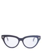 Matchesfashion.com Fendi - Ff Logo-engraved Cat-eye Acetate Glasses - Womens - Black