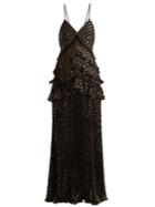 Self-portrait Metallic-dot Ruffled Pleated Dress