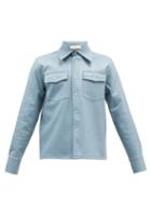 Sfr - Matsy Faux-leather Shirt - Mens - Light Blue