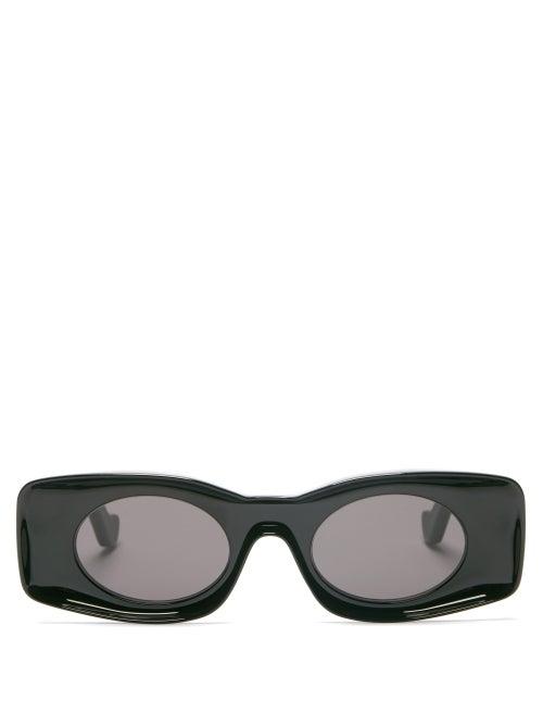 Matchesfashion.com Loewe Paula's Ibiza - Rectangle Oval Acetate Sunglasses - Womens - Black