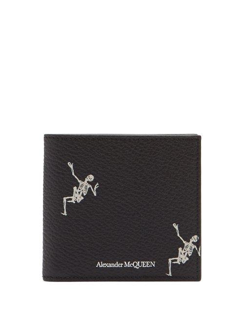 Matchesfashion.com Alexander Mcqueen - Dancing Skeleton Print Bi Fold Leather Wallet - Mens - Black White