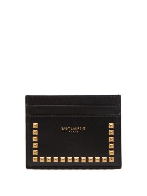 Saint Laurent - Studded Leather Cardholder - Mens - Black