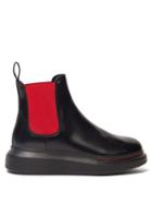 Matchesfashion.com Alexander Mcqueen - Raised Sole Leather Chelsea Boots - Womens - White Black