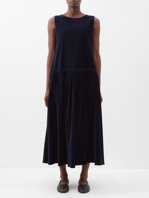 Toogood - The Muralist Velvet Midi Dress - Womens - Navy