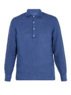 Matchesfashion.com Altea - Spread Collar Linen Shirt - Mens - Navy