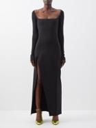 The Attico - Lawrence Side-slit Cotton-blend Jersey Dress - Womens - Black