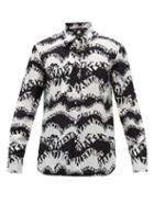 Valentino - Waves Valentino-print Silk-crepe De Chine Shirt - Mens - Black White