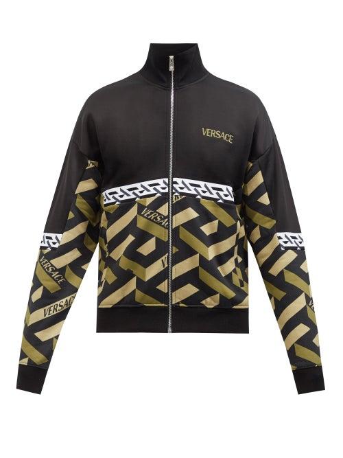 Versace - La Greca-print Jersey Track Jacket - Mens - Green Multi