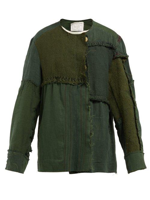 Matchesfashion.com By Walid - Maya Panelled Linen Canvas Jacket - Womens - Green
