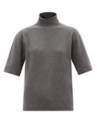 Ladies Rtw Jil Sander - Rolled-edge Stand-neck Cashmere Sweater - Womens - Grey
