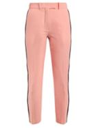 Matchesfashion.com Racil - Aries Side Stripe Skinny Wool Cropped Trousers - Womens - Pink