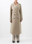 Joseph - Merton Knit-collar Wool-blend Felt Trench Coat - Womens - Dark Beige