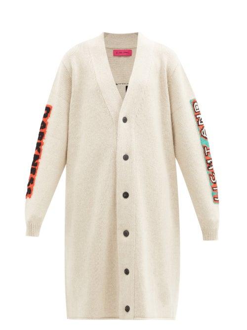 Matchesfashion.com The Elder Statesman - Light And Darkness Longline Cashmere Cardigan - Womens - Beige
