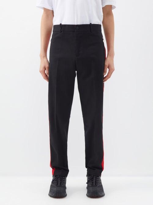 Moncler - Striped Cotton-blend Track Pants - Mens - Black