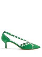 Matchesfashion.com Valentino - Free Rockstud Suede Pumps - Womens - Green White