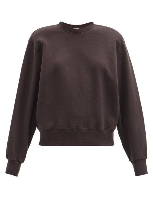 Ladies Rtw The Frankie Shop - Vanessa Padded-shoulder Organic-cotton Sweatshirt - Womens - Dark Brown