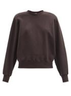 Ladies Rtw The Frankie Shop - Vanessa Padded-shoulder Organic-cotton Sweatshirt - Womens - Dark Brown