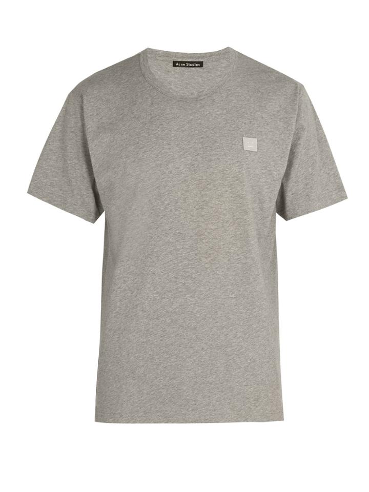 Acne Studios Nash Face-embroidered Cotton-jersey T-shirt