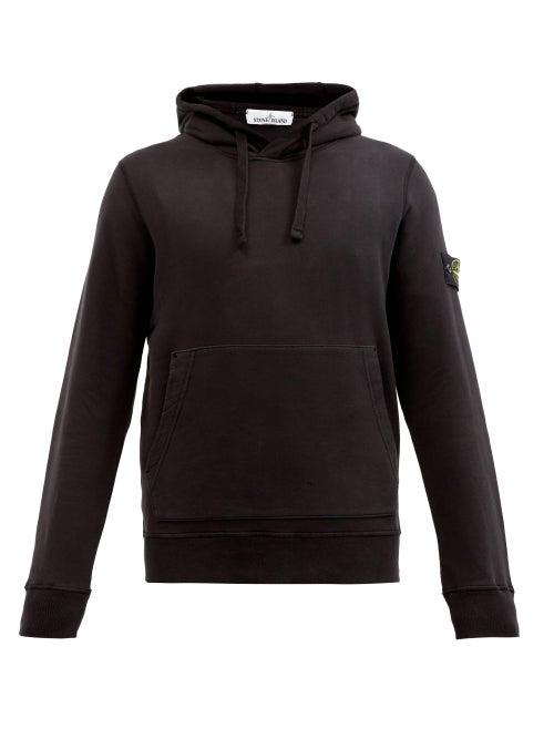 Matchesfashion.com Stone Island - Logo-patch Garment-dyed Cotton Hooded Sweatshirt - Mens - Black