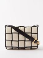 Bottega Veneta - Cassette Canvas And Leather Cross-body Bag - Womens - White Black