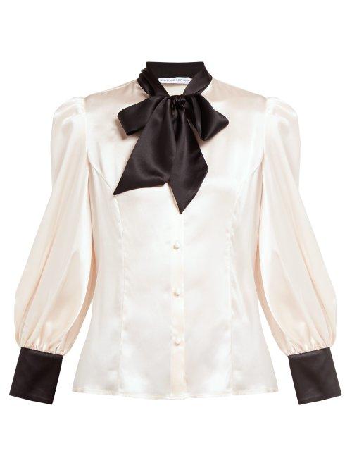 Matchesfashion.com Edeltrud Hofmann - Nico Tie Neck Silk Charmeuse Blouse - Womens - Light Pink