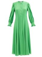 Chlo - Pintucked Crepe Midi Dress - Womens - Green