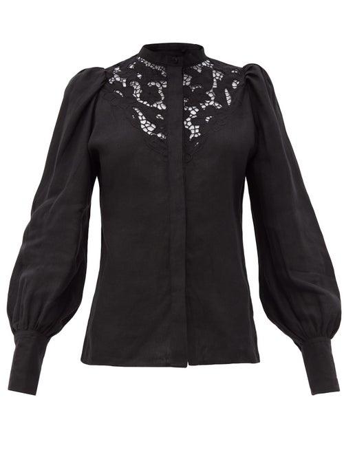 Matchesfashion.com Isabel Marant - Etima Broderie-anglaise Linen Blouse - Womens - Black
