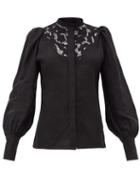 Matchesfashion.com Isabel Marant - Etima Broderie-anglaise Linen Blouse - Womens - Black