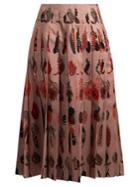 Altuzarra Sirocco Feather-print Pleated Skirt