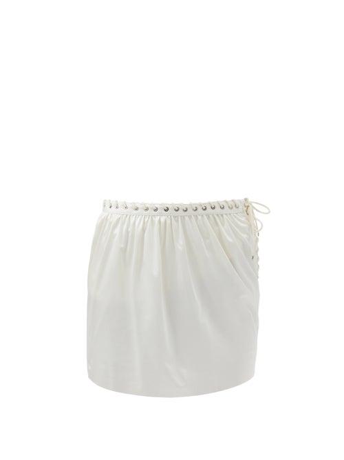 Ludovic De Saint Sernin - Lace-up Silk-jersey Mini Skirt - Womens - White