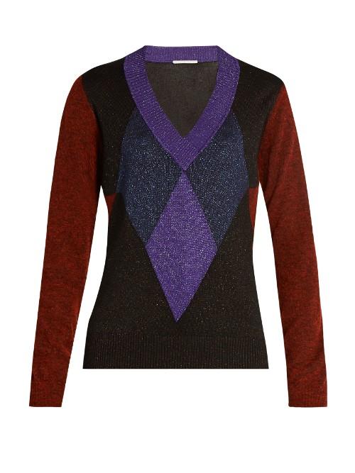 Marco De Vincenzo Diamond-intarsia V-neck Sweater