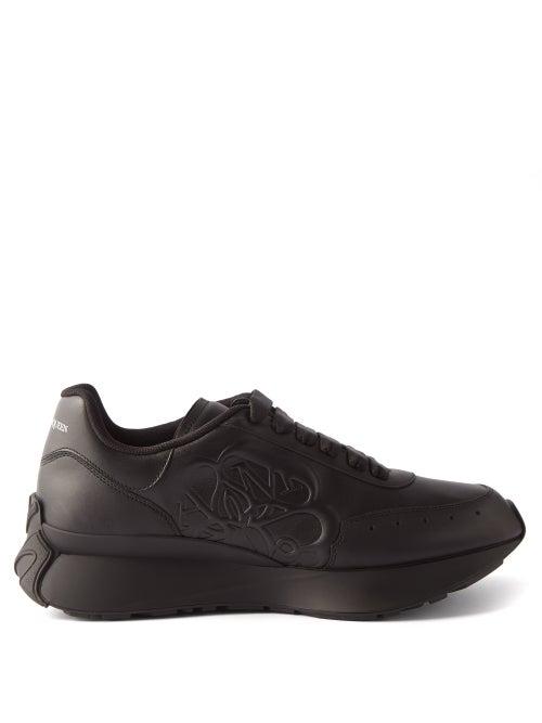 Alexander Mcqueen - Sprint Runner Logo-embossed Leather Trainers - Mens - Black