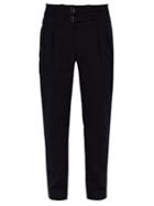 Matchesfashion.com Dolce & Gabbana - High Waisted Stretch Cotton Twill Trousers - Mens - Navy