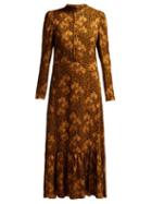Matchesfashion.com Borgo De Nor - Rafaela Orchid And Leopard Print Crepe Midi Dress - Womens - Leopard