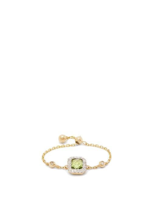 Matchesfashion.com Anissa Kermiche - August Diamond, Peridot & Gold Chain Ring - Womens - Yellow