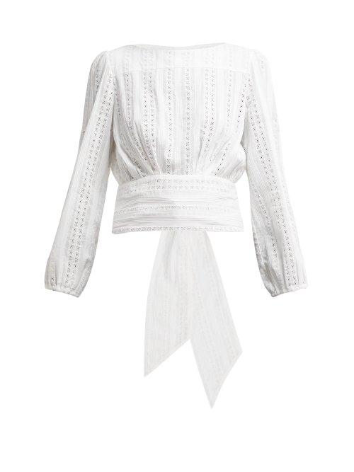 Matchesfashion.com Merlette - Eyelet Cotton Blouse - Womens - White
