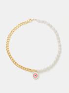 Joolz By Martha Calvo - Evil Eye Pearls & 14kt Gold-plated Necklace - Womens - Pink Multi