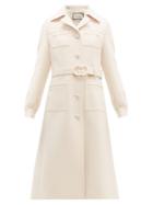Matchesfashion.com Gucci - Gardenia Gg Belt Single Breasted Wool Coat - Womens - Ivory