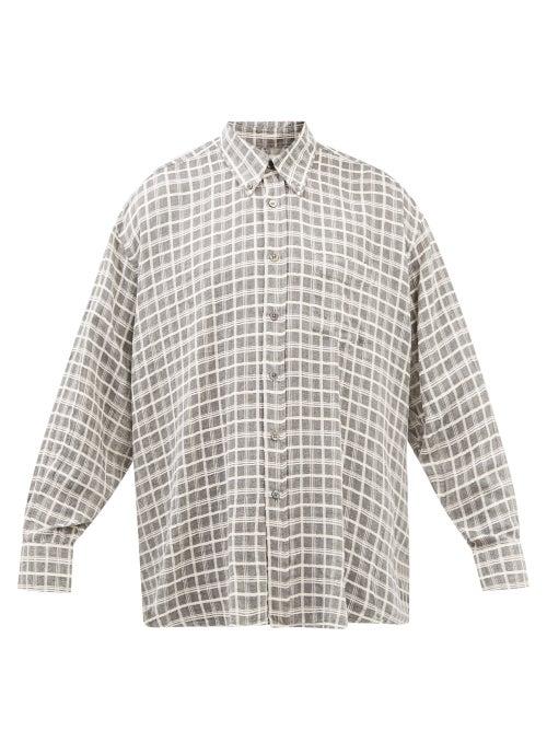 Our Legacy - Borrowed Bd Checked Cotton-blend Shirt - Mens - Dark Grey