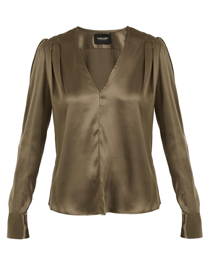 Rachel Comey Shield Pleat-detail Silk-charmeuse Blouse