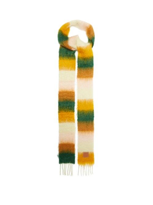 Matchesfashion.com Loewe - Logo-tab Striped Fringed Scarf - Womens - Orange Multi