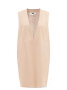 Ladies Rtw Mm6 Maison Margiela - Sleeveless Twill Shift Dress - Womens - Beige