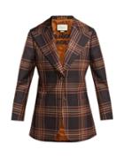Matchesfashion.com Gucci - Peak Lapel Tartan Wool Blazer - Womens - Black Burgundy