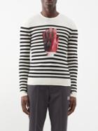 Jw Anderson - Vinyl Glove-print Striped Wool Sweater - Mens - Off White