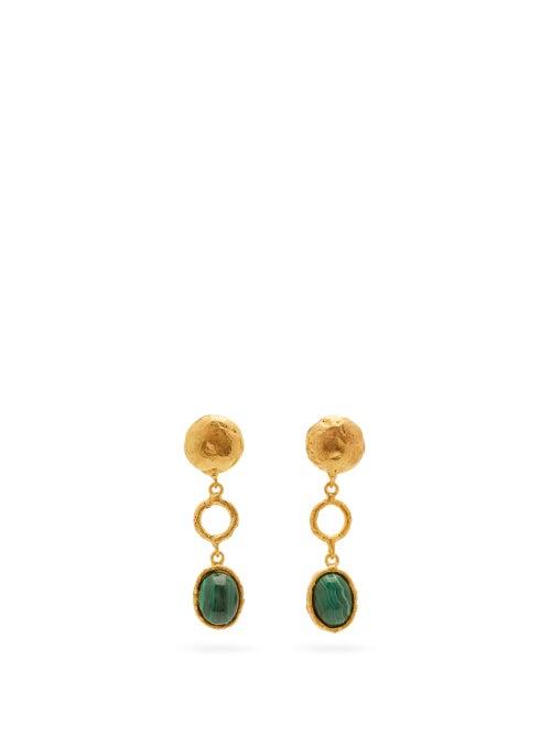 Matchesfashion.com Sylvia Toledano - Lee Malachite Clip Earrings - Womens - Green