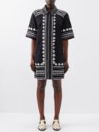 Sea - Ryleigh Rickrack-embroidered Cotton Shirt Dress - Womens - Black